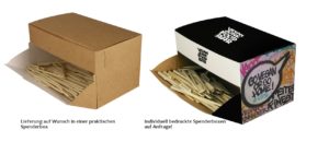 Partypicker Spenderbox Standard braun oder individuell bedruckt mit Ihrem Logo Slogan oder Claim.